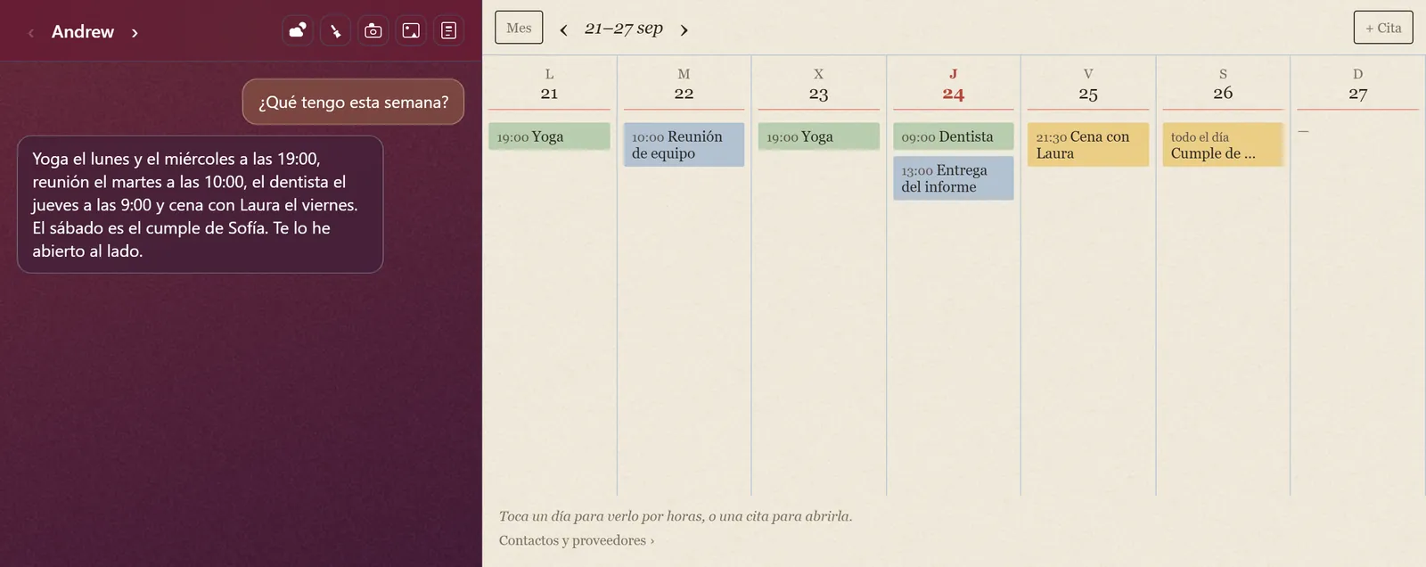 En el PC, el chat y el calendario de la semana a la vez