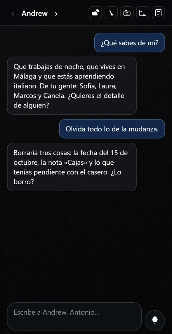 Andrew enseña lo que sabe y lo que borraría antes de borrarlo